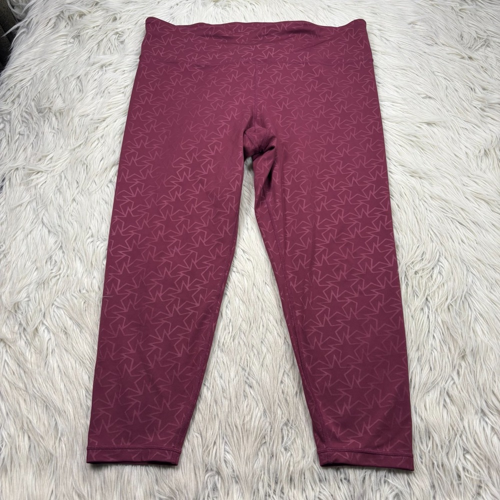 Gap Fit Women's XL Burgundy Red Star Print Eclipse Cropped Leggings - Picture 1 of 6